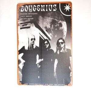 Boygenius Tin Sign 12×8 Bridgers Dacus Baker Moon Photo Metal Wall Art Decor